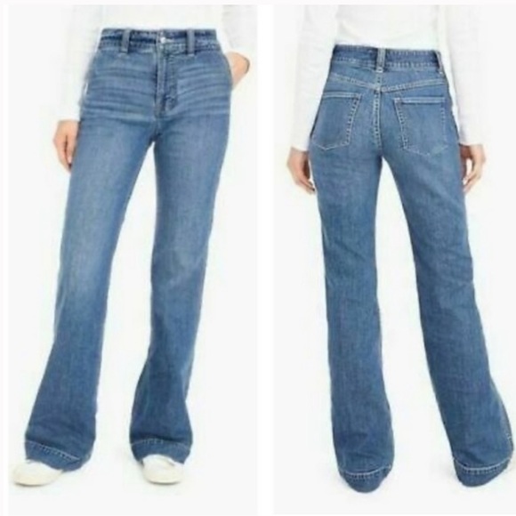 29 🔖 J.Crew Jeans High Rise Wide Leg Trouser Pants Light Lagoon Blue K5200 - Picture 7 of 14